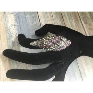 Large Silver Rhinestone Ring 7 1/2